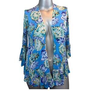 NWT Chico's 3/4 Sleeves Coastal Cardigan, Seashells, Plus sz 0
